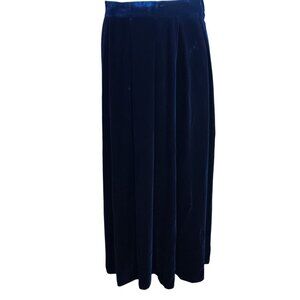 30W Vintage Maxi Skirt 1970's Evan-Picone Velvet Size 12 Blue Union Made USA